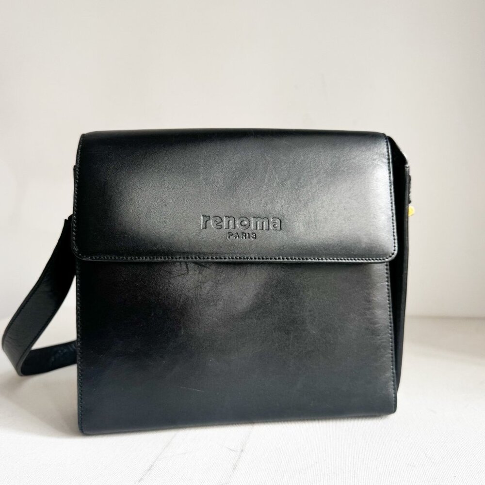 Renoma Paris Black Leather Structured Shoulder Bag